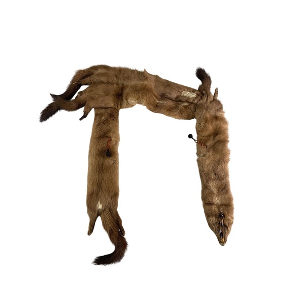 Vintage Pelta Furs Stole Womens Brown Real Fur Pelt Wrap Scarf 1940s 50s